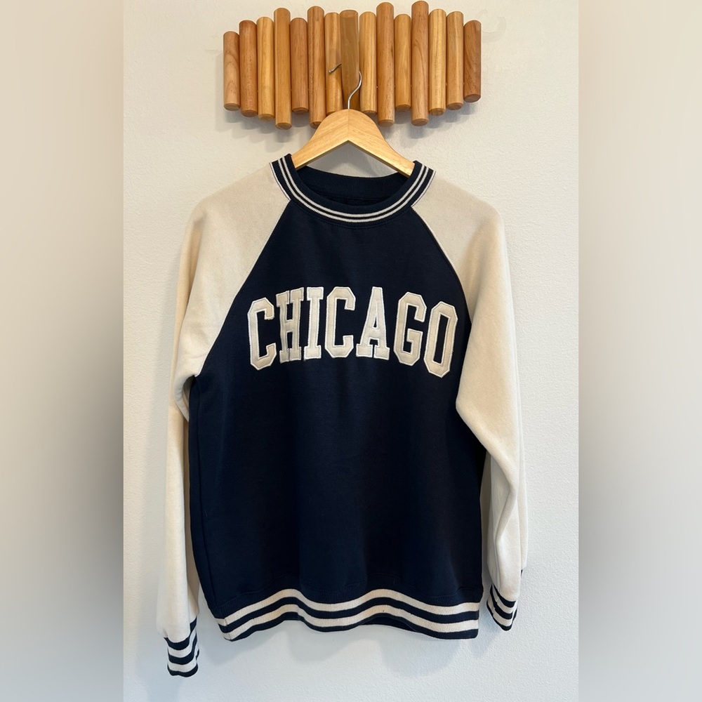 New York Popular Blue and White Crew Neck Chicago Sweatshirt